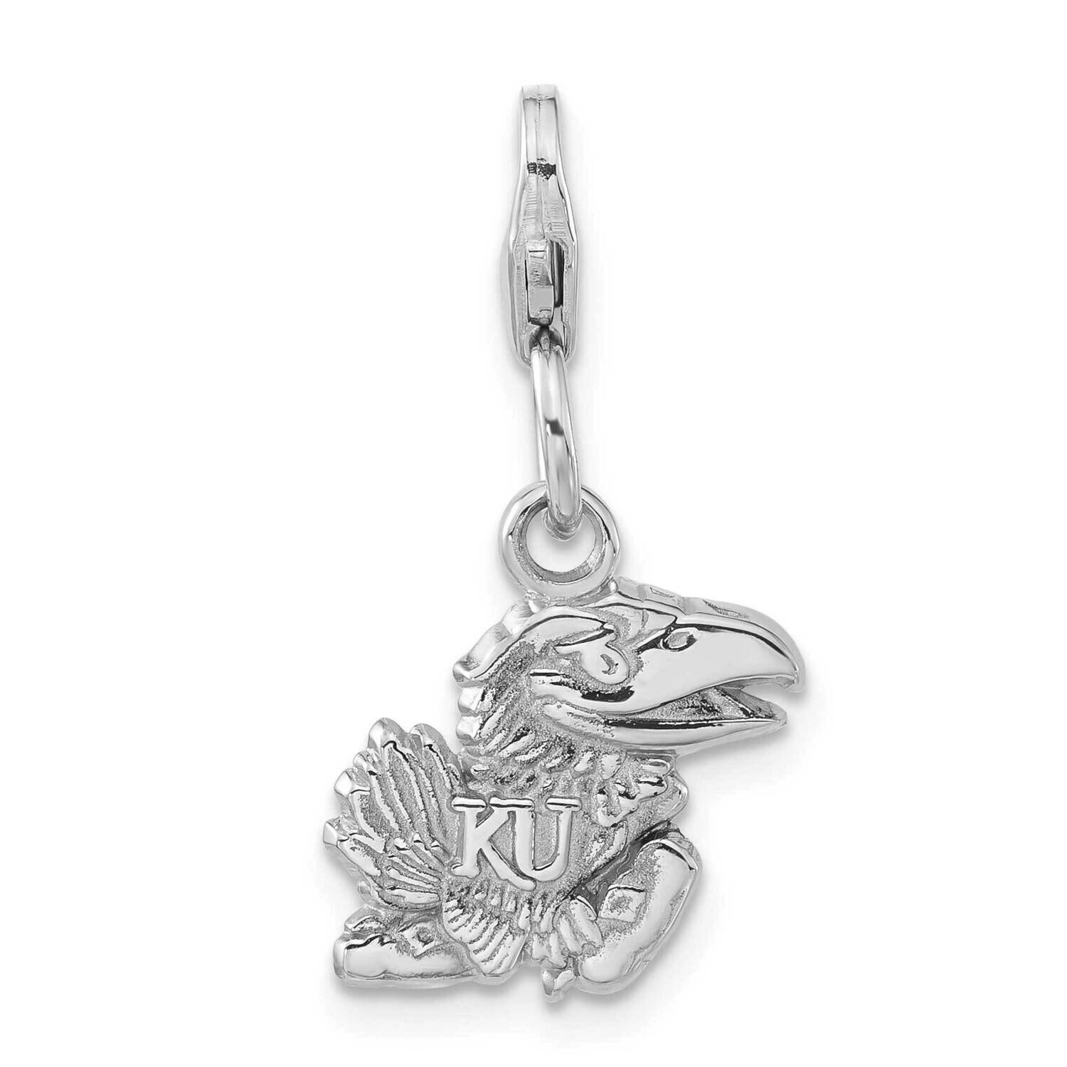 University of Kansas Polished Logo with Lobster Clasp Charm Sterling Silver UKS014LOB-SS, MPN: UKS0…
