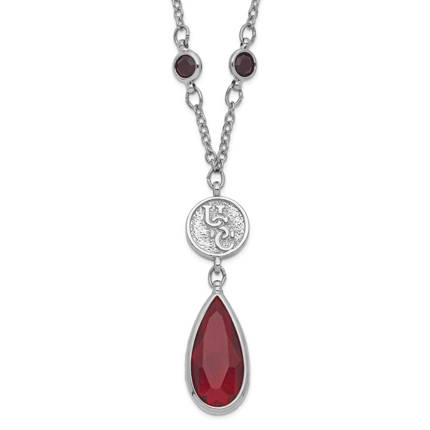 University of South Carolina Red & Black Crystal with 3in ext Necklace Silver-tone USO065N-CR