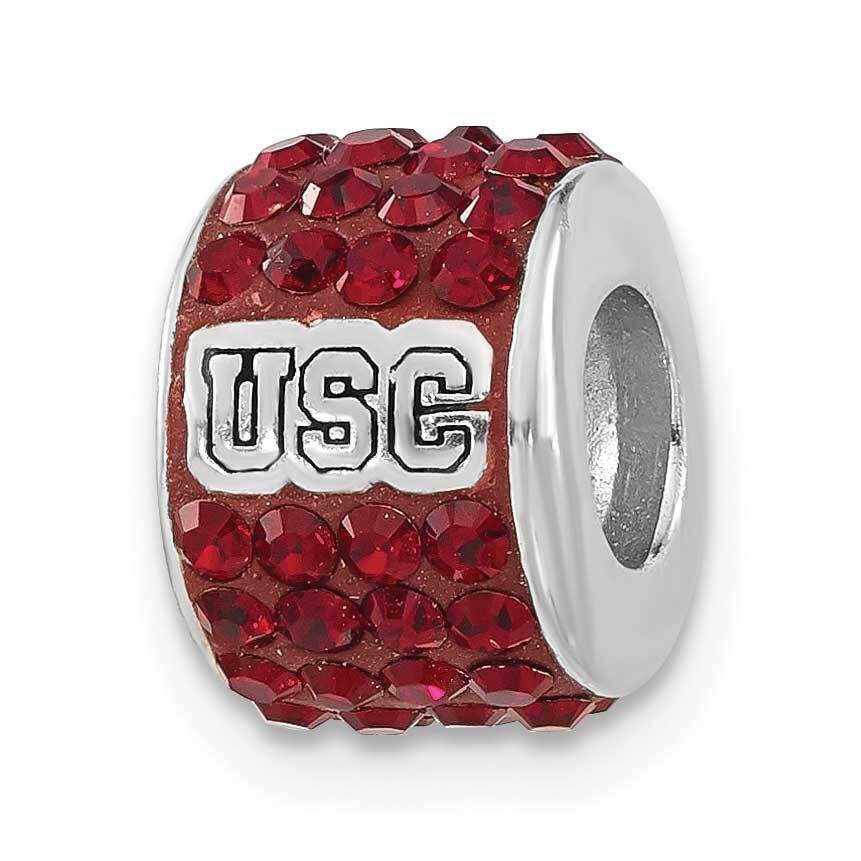 University of Southern California Red Crystal Bead Charm Sterling Silver USC070CHM-SS