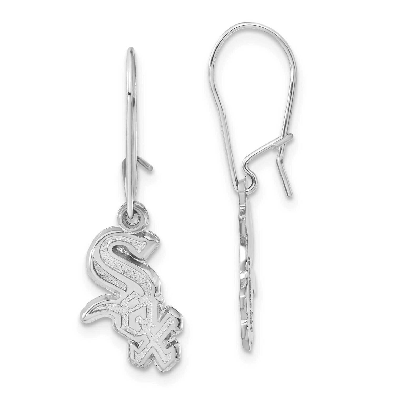 MLB Chicago White Sox Polished Logo Dangle Earrings Sterling Silver WHI008ERD-SS