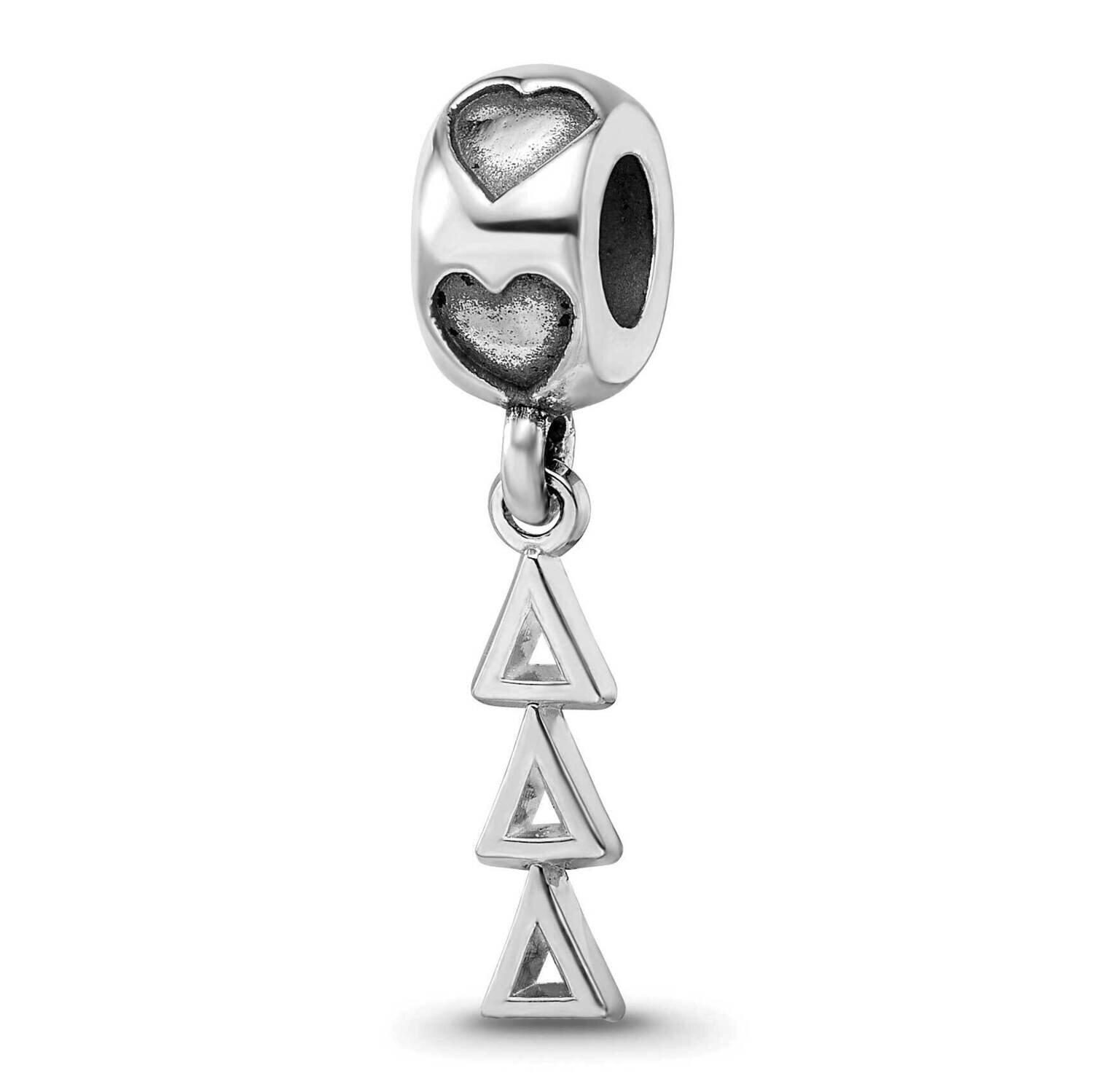 Delta Delta Delta Vertical Letters Heart B Sterling Silver Rhodium-plated DDD005BD2-SS, MPN: DDD005…
