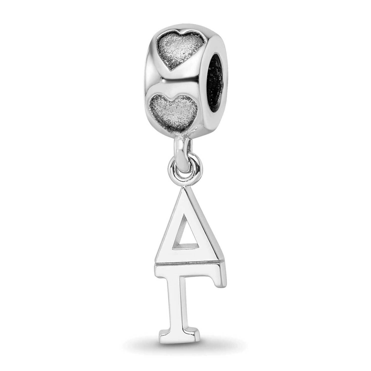 Delta Gamma Vertical Letter on Heart Sterling Silver Rhodium-plated DG005BD2-SS