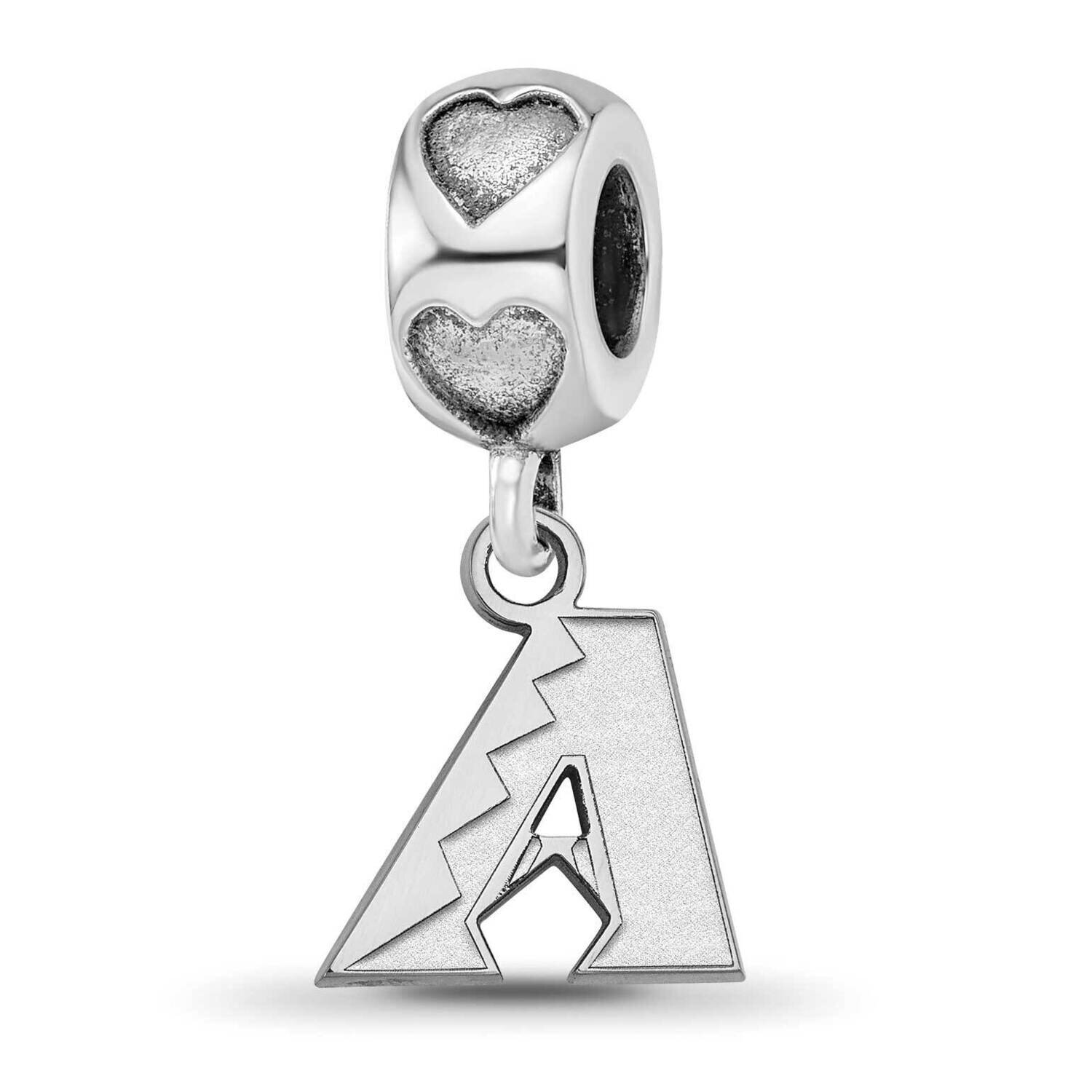 Arizona Diamondbacks D on Heart Bead Sterling Silver Rhodium-plated DIA016BD2-SS