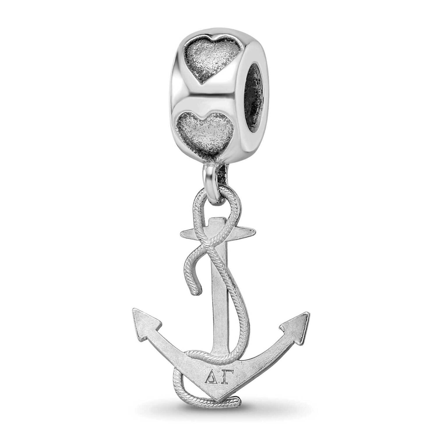 Delta Gamma Anchor on Heart Bead Sterling Silver Rhodium-plated DG003BD2-SS