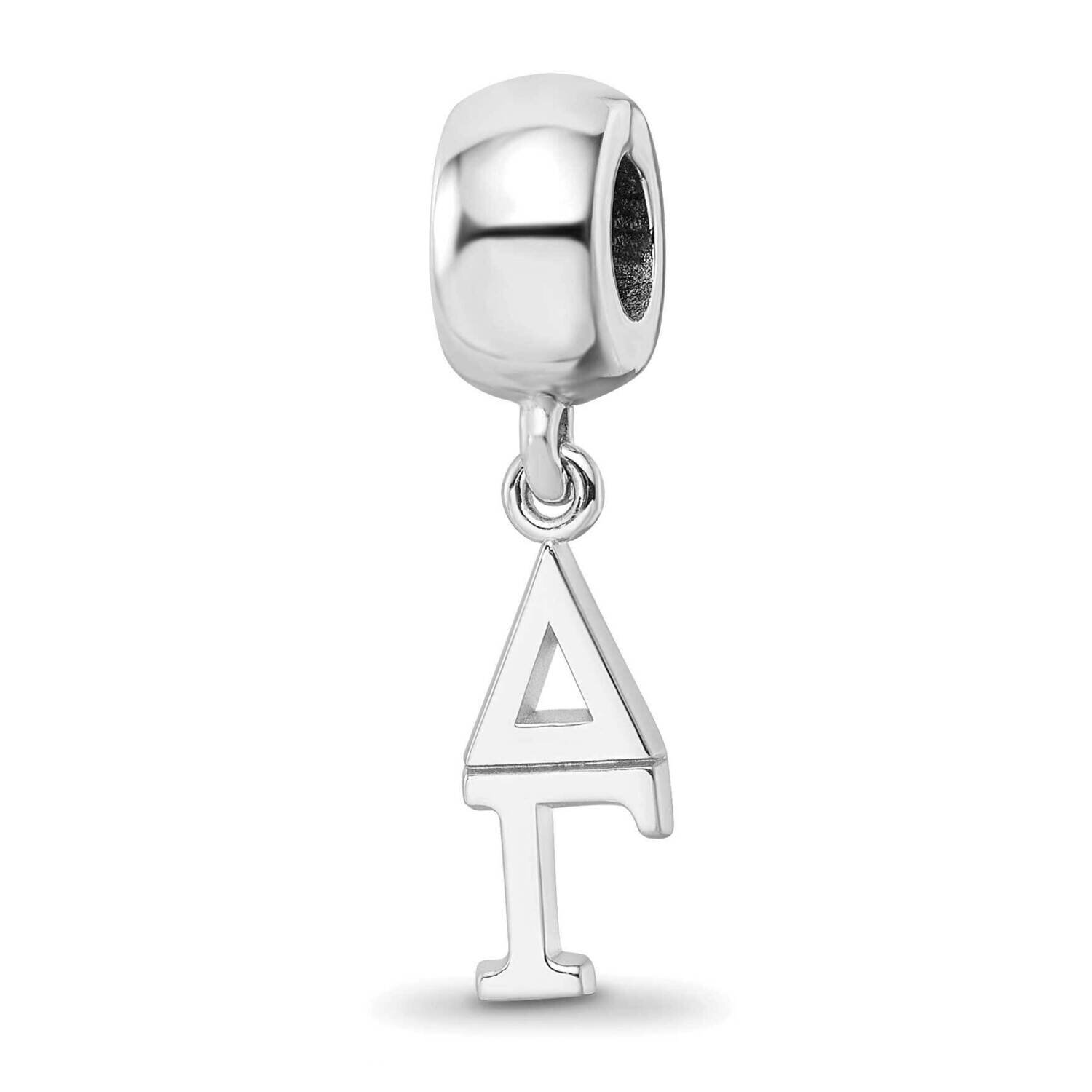 Delta Gamma Vertical Letters on Bead Sterling Silver Rhodium-plated DG005BD1-SS