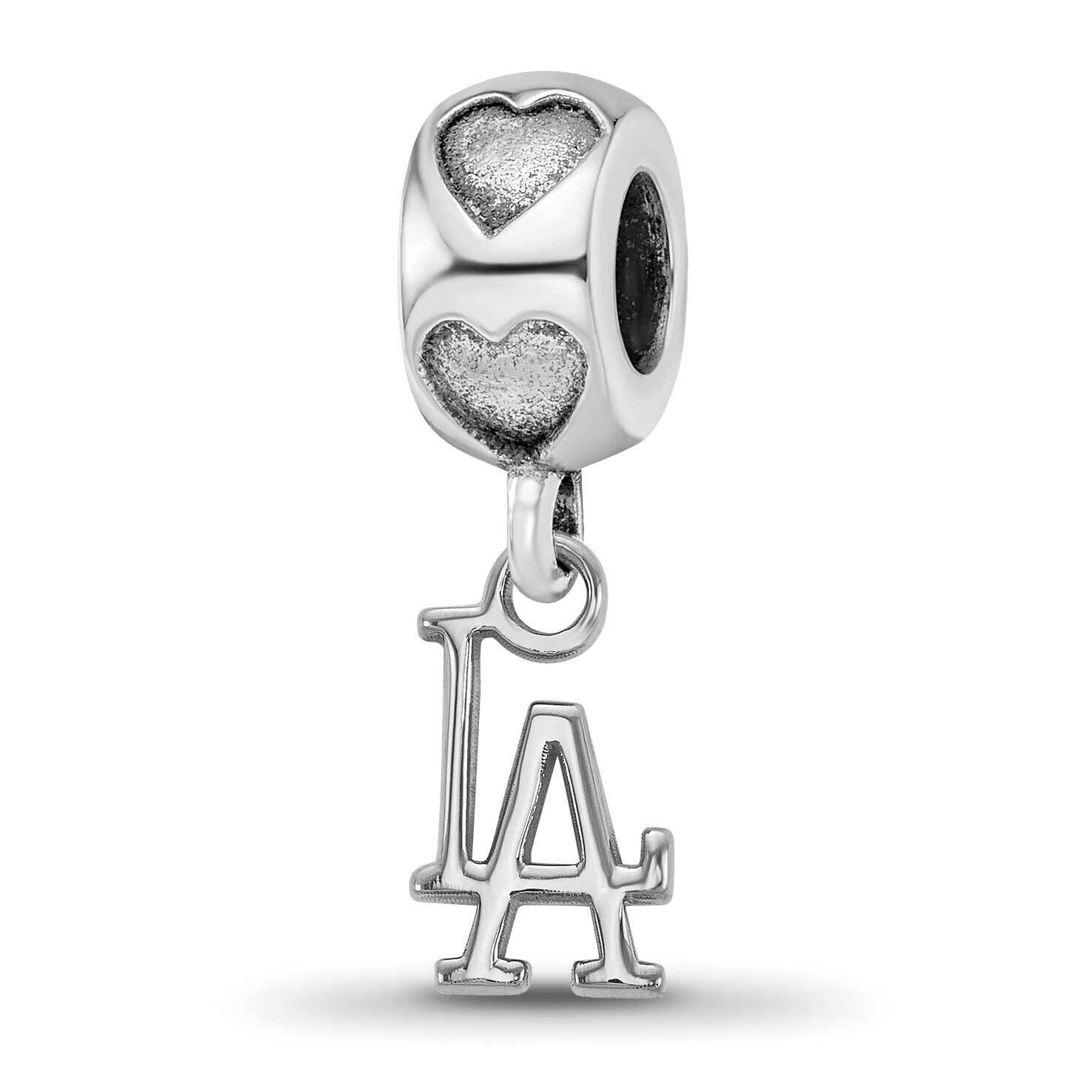 Los Angeles Dodgers LA on Heart Bead Sterling Silver Rhodium-plated DOD006BD2-SS