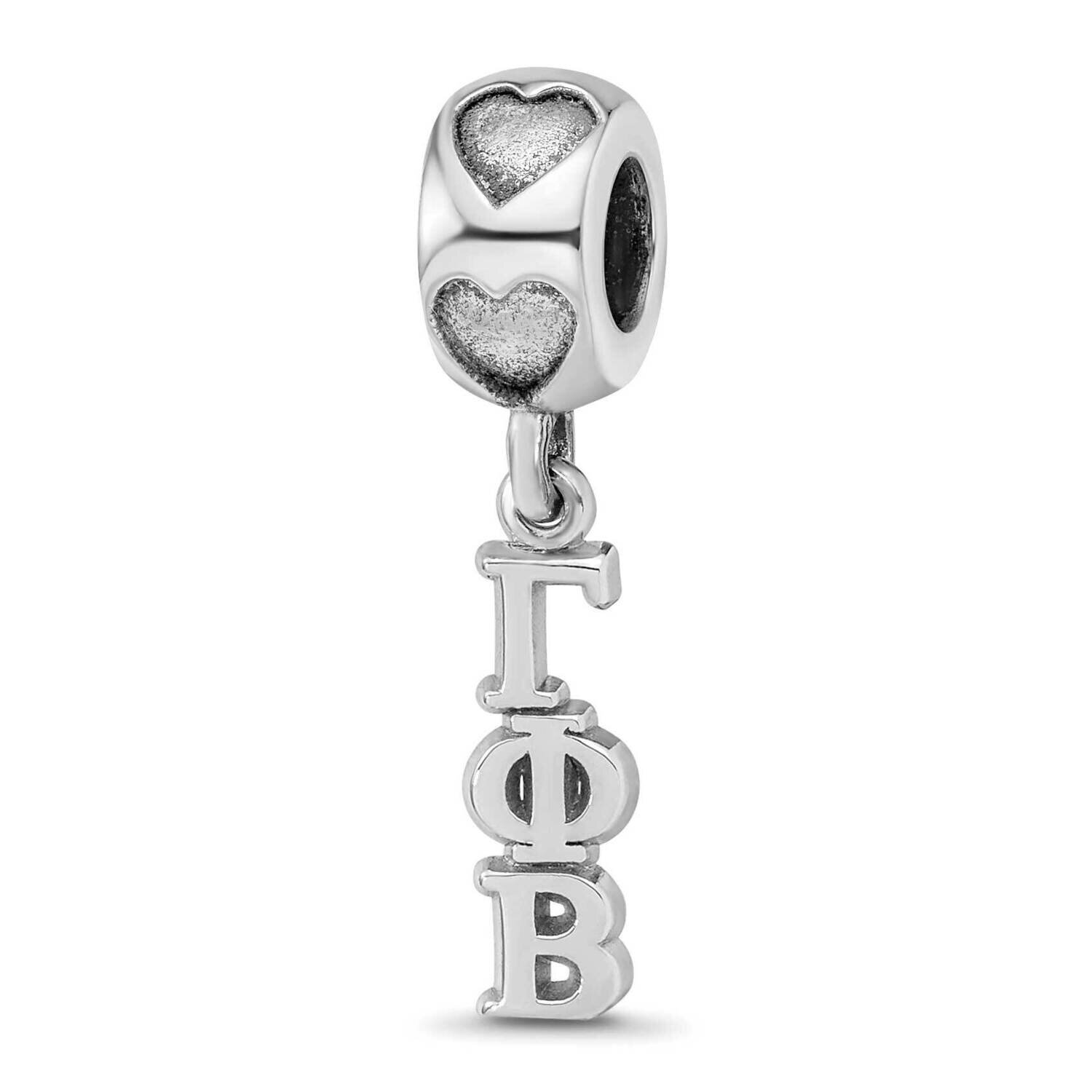 Gamma Phi Beta Vertical Letter on Heart Bead Sterling Silver Rhodium-plated GPB005BD2-SS, MPN: GPB0…