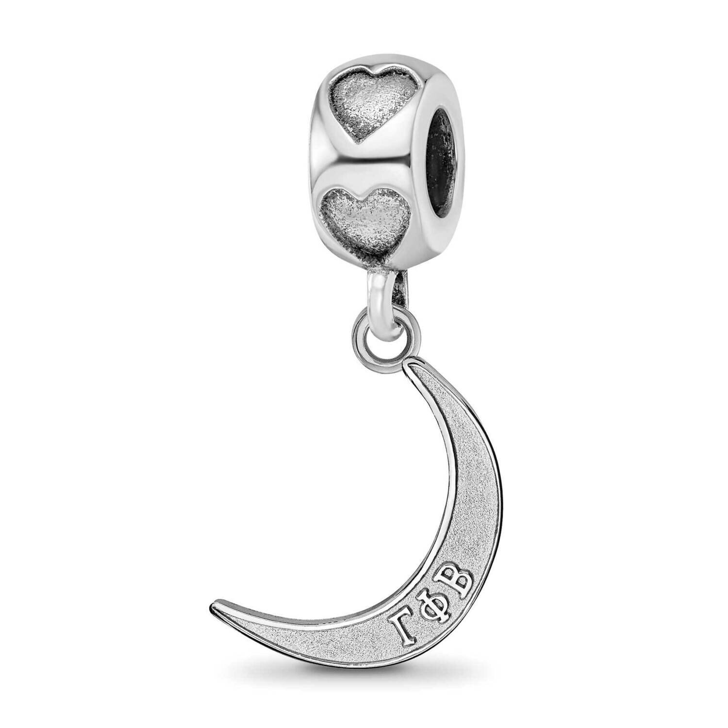 Gamma Phi Beta Crescent Moon Heart Bead Sterling Silver Rhodium-plated GPB003BD2-SS, MPN: GPB003BD2…