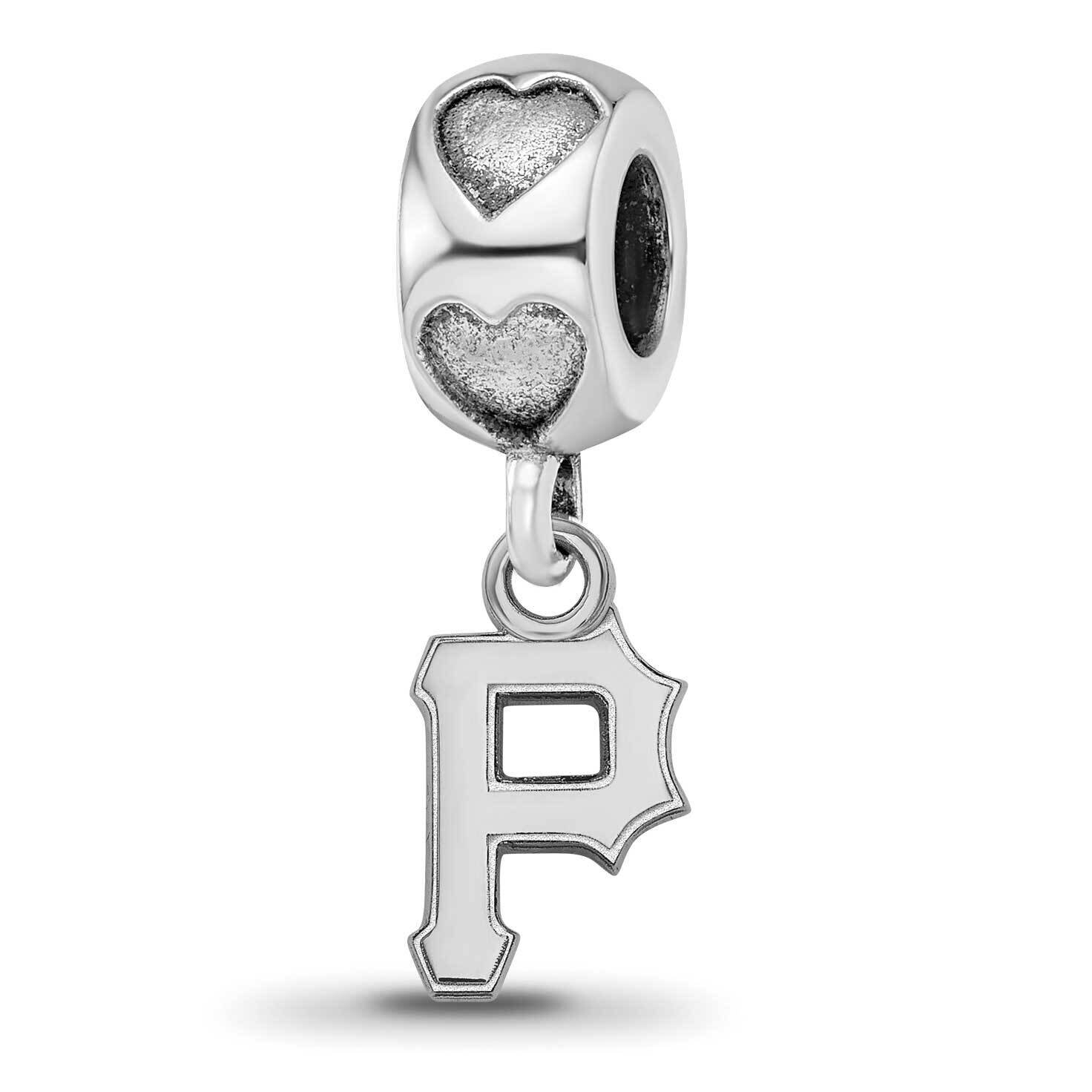 Pittsburgh Pirates P on Heart Bead Sterling Silver Rhodium-plated PIR005BD2-SS