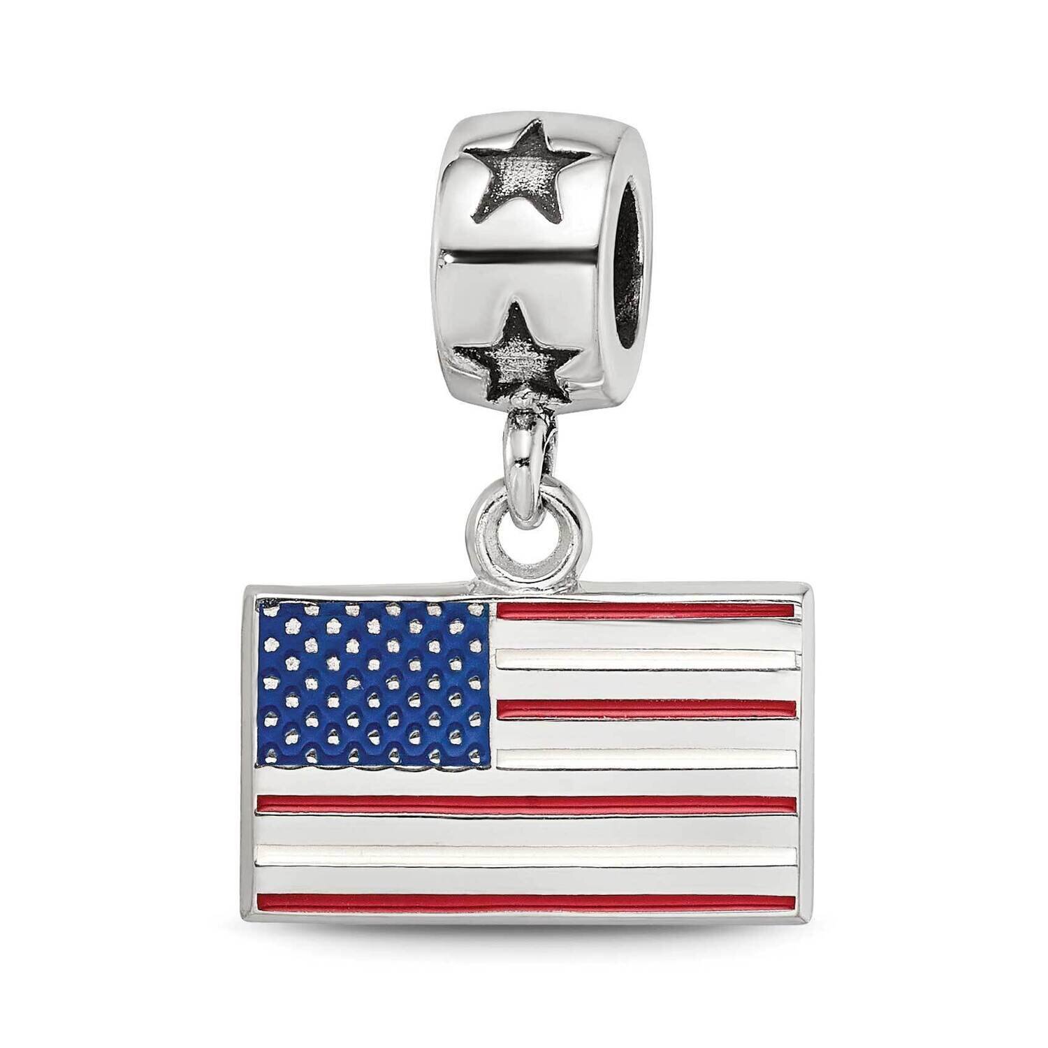 FLAG 3/8 ENAMELED ON STAR BEAD BAIL Sterling Silver PS022EBD3-SS