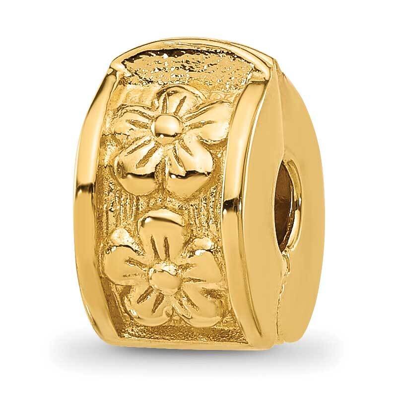 Gold-plated Floral Hinged Clip Bead Sterling Silver QRS107GP, MPN: QRS107GP,