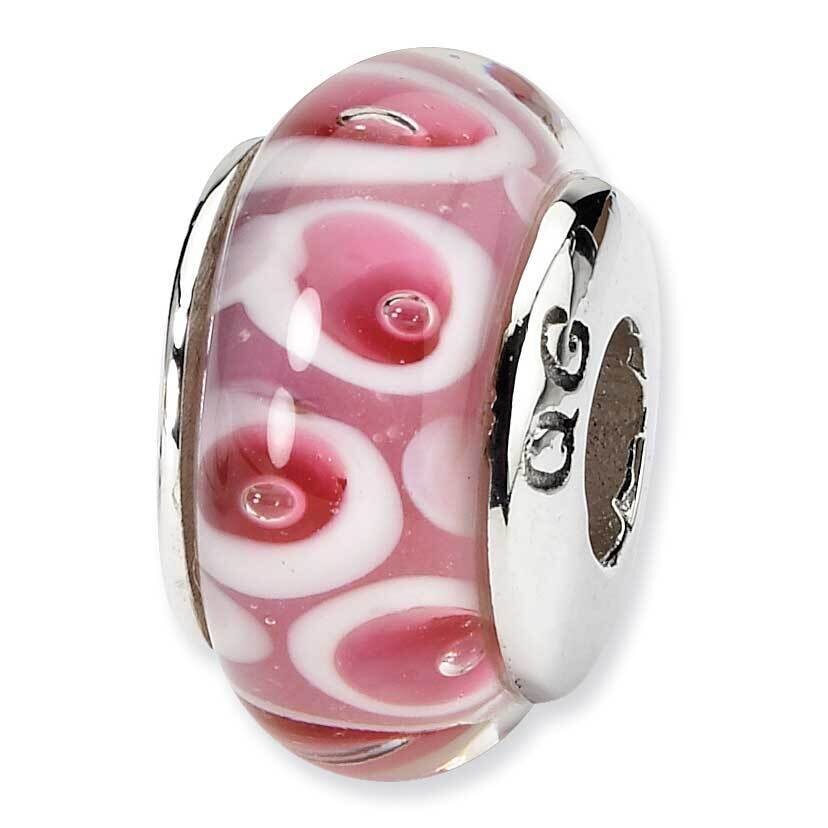 Pink/Red Hand-blown Glass Bead Sterling Silver QRS1105