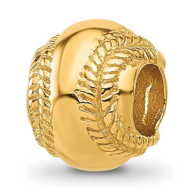 Gold-plated Baseball Bead Sterling Silver QRS1158GP, MPN: QRS1158GP,