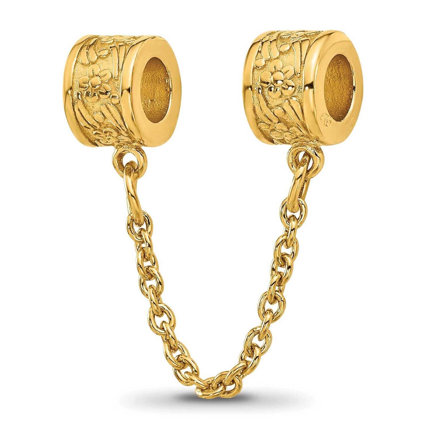 Gold-plated Floral Safety Chain Bead Sterling Silver QRS120GP, MPN: QRS120GP,