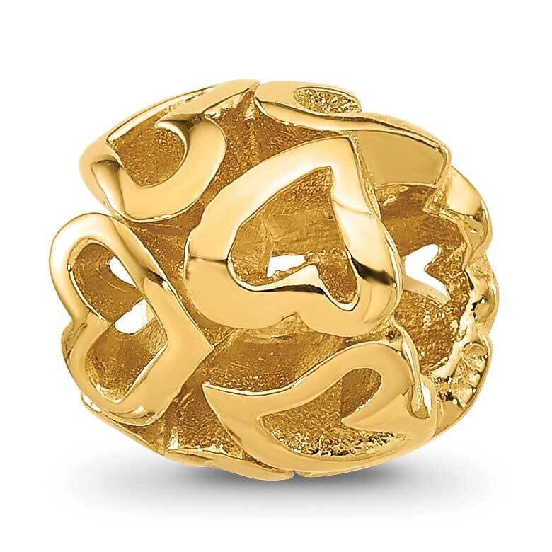 Gold-plated Multiple Hearts Bead Sterling Silver QRS1177GP, MPN: QRS1177GP,