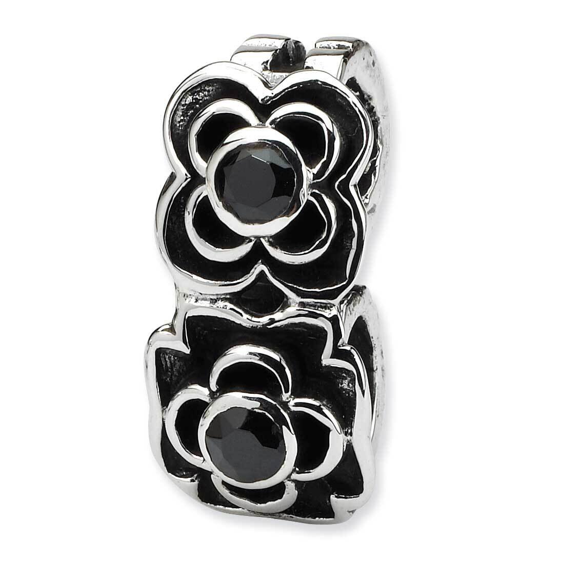 Black CZ Connector Bead Sterling Silver QRS138, MPN: QRS138, 883957719771