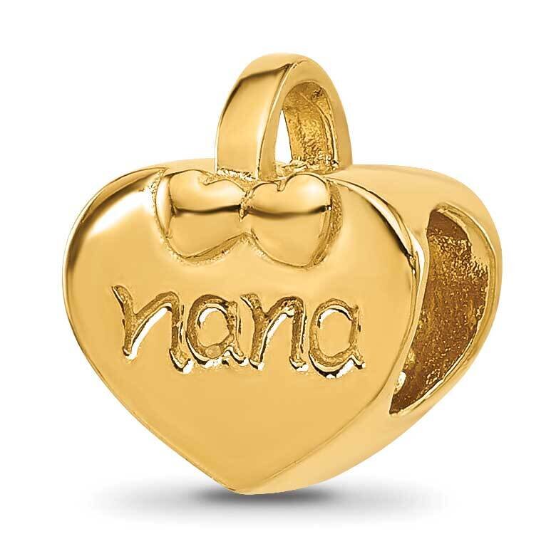 Gold-plated Heart Nana Bead Sterling Silver QRS2376GP, MPN: QRS2376GP,