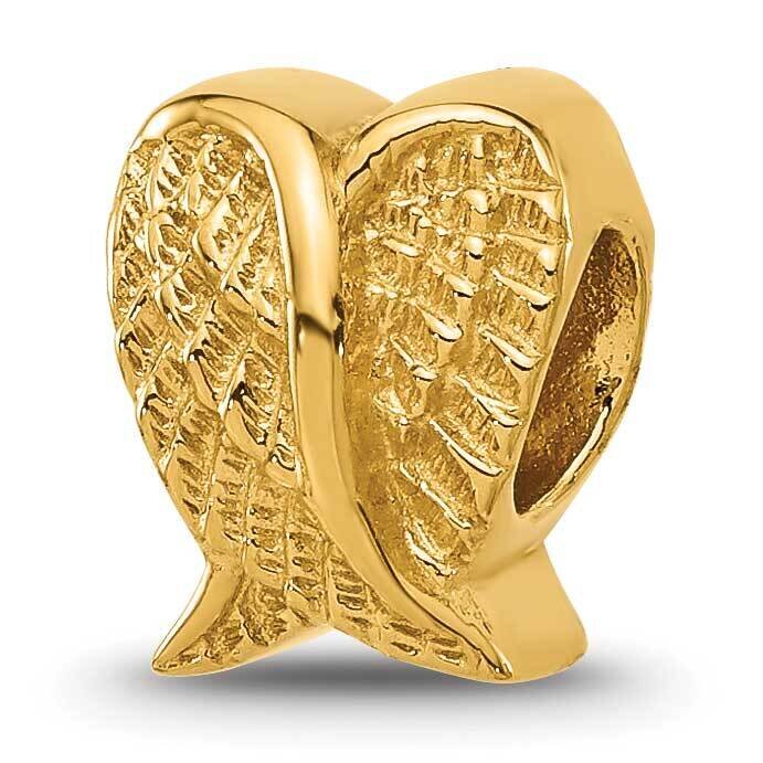 Gold-plated Angel Wings Bead Sterling Silver QRS2379GP, MPN: QRS2379GP,