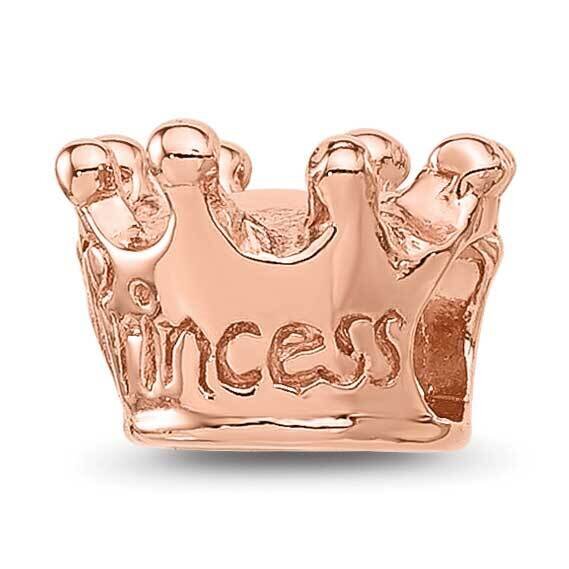 Rose Gold-plated Princess Crown Kids Bead Sterling Silver QRS2395RP, MPN: QRS2395RP,