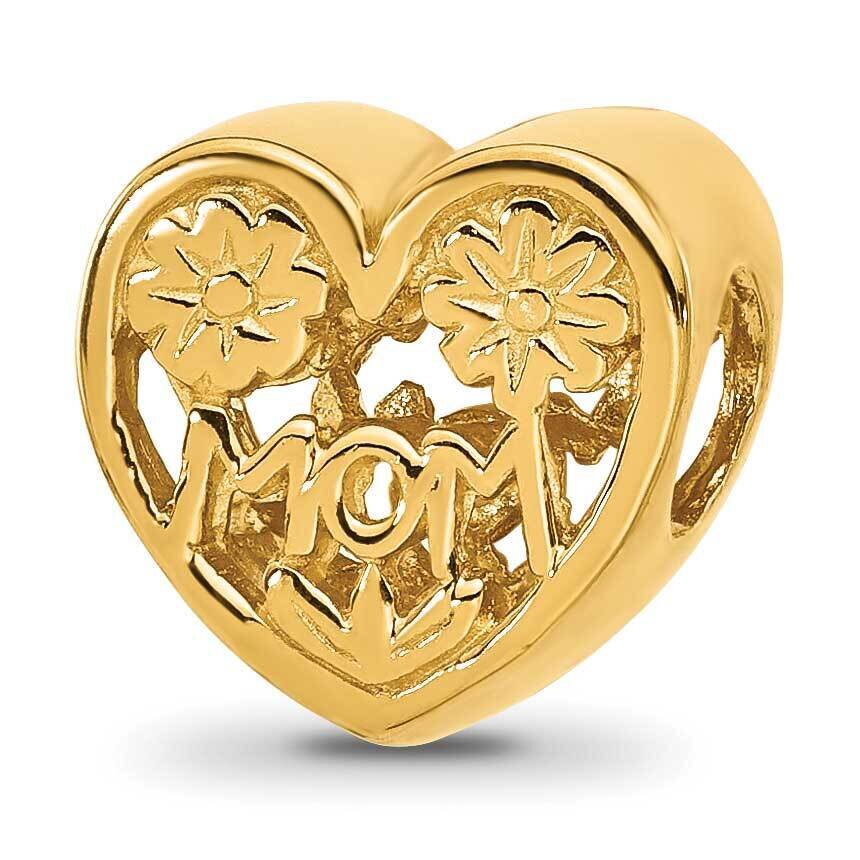 Gold-plated Floral Mom Heart Bead Sterling Silver QRS2450GP, MPN: QRS2450GP,