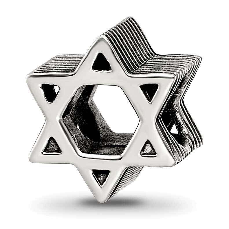 Textured Star of David Bead Sterling Silver QRS4052, MPN: QRS4052,
