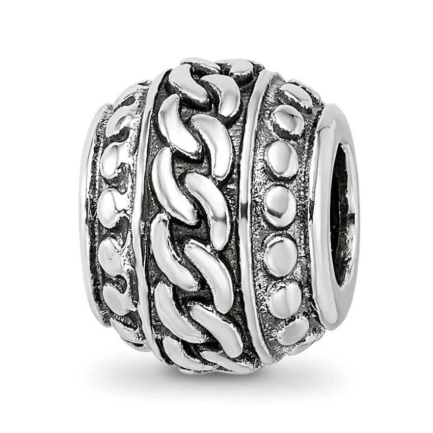 Antiqued Large Chain Pattern Bead Sterling Silver QRS4064, MPN: QRS4064,