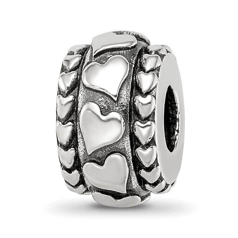Antiqued Hearts Pattern Bead Sterling Silver QRS4062, MPN: QRS4062,