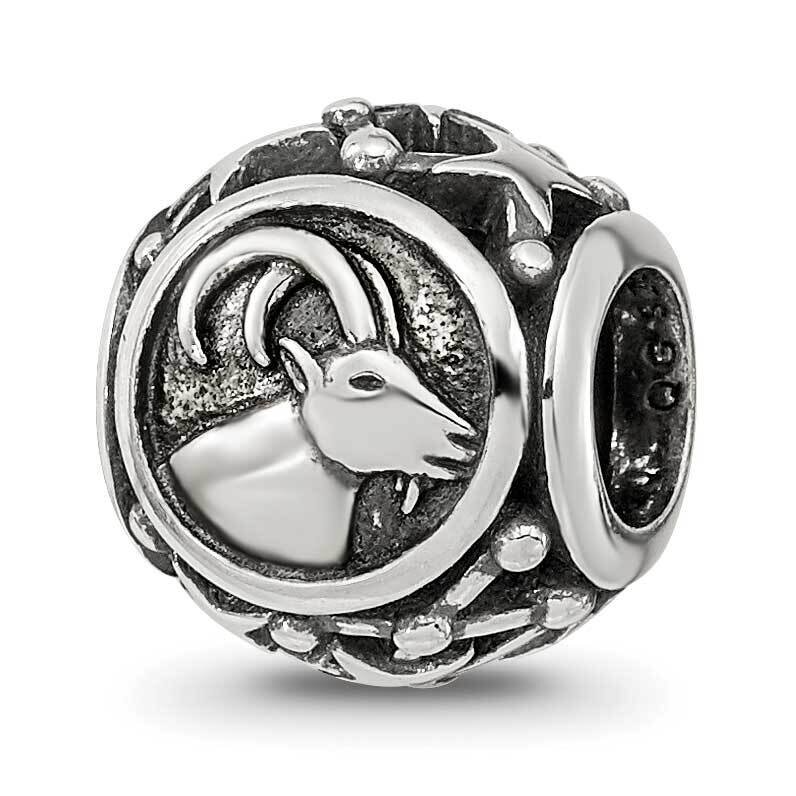 Antiqued Zodiac Capricorn Bead Sterling Silver QRS4084