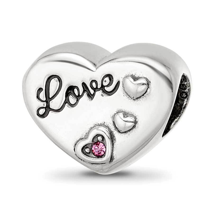 Antiqued Crystals Enamel Heart Bead Sterling Silver QRS4074, MPN: QRS4074,