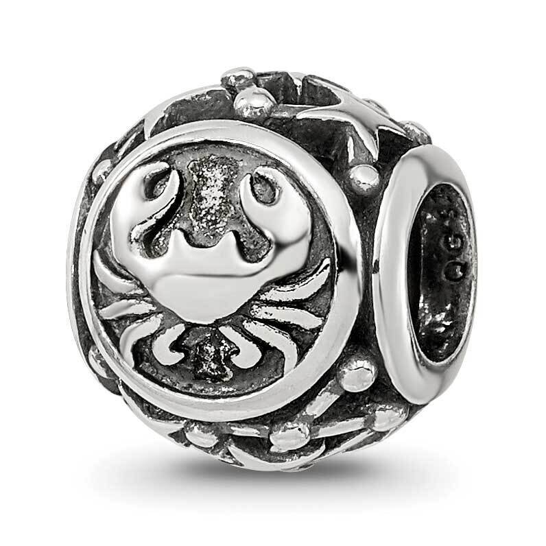 Antiqued Zodiac Cancer Bead Sterling Silver QRS4085, MPN: QRS4085,