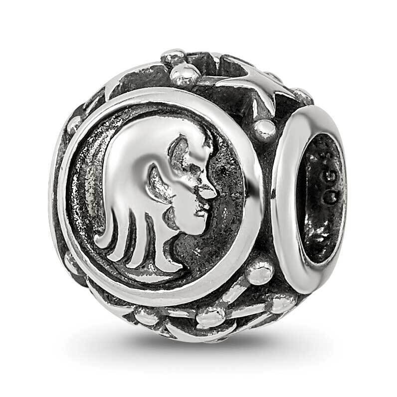 Antiqued Zodiac Virgo Bead Sterling Silver QRS4088, MPN: QRS4088,