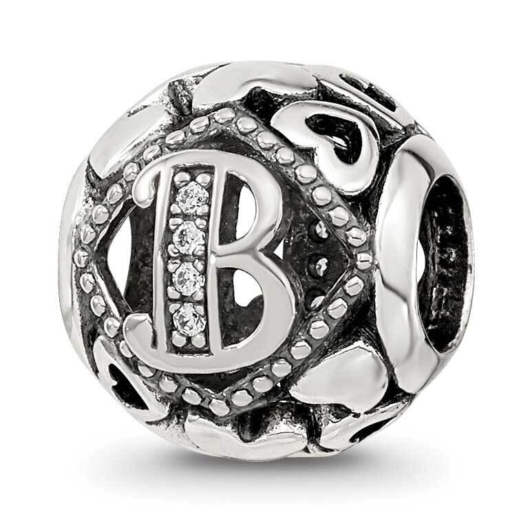 CZ Letter B Bead Sterling Silver QRS4095, MPN: QRS4095,