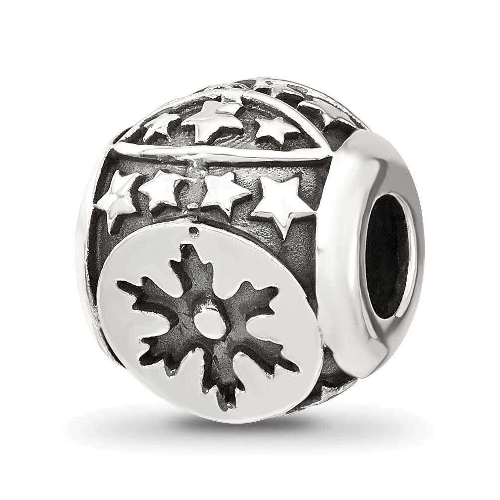 Antiqued Snowflakes &amp; Stars Pattern Bead Sterling Silver QRS4070, MPN: QRS4070,