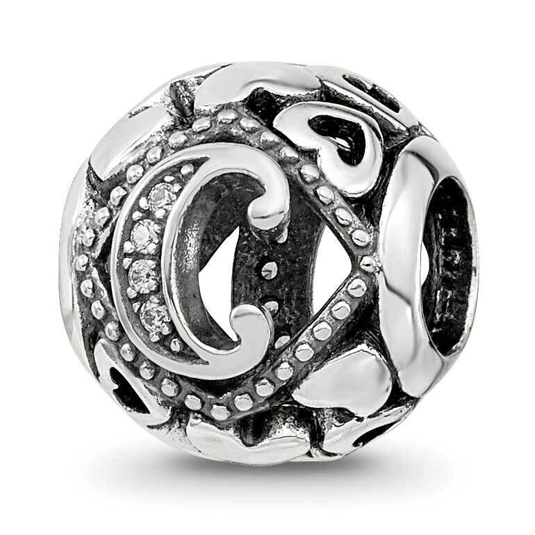 CZ Letter C Bead Sterling Silver QRS4096, MPN: QRS4096,