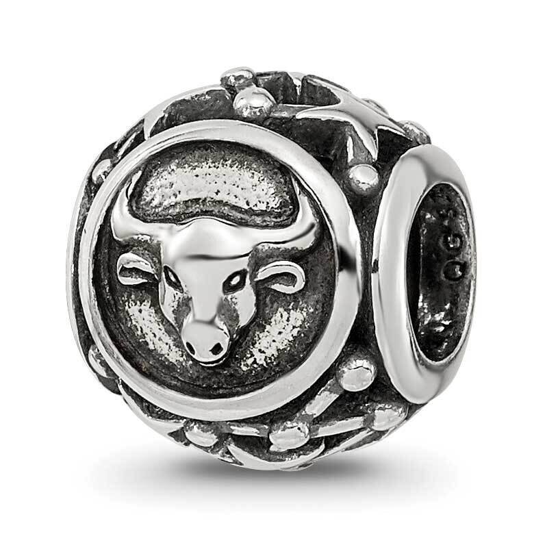 Antiqued Zodiac Taurus Bead Sterling Silver QRS4092, MPN: QRS4092,