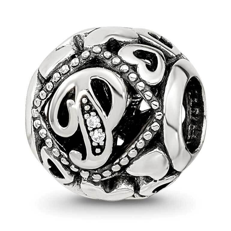 CZ Letter P Bead Sterling Silver QRS4109, MPN: QRS4109,