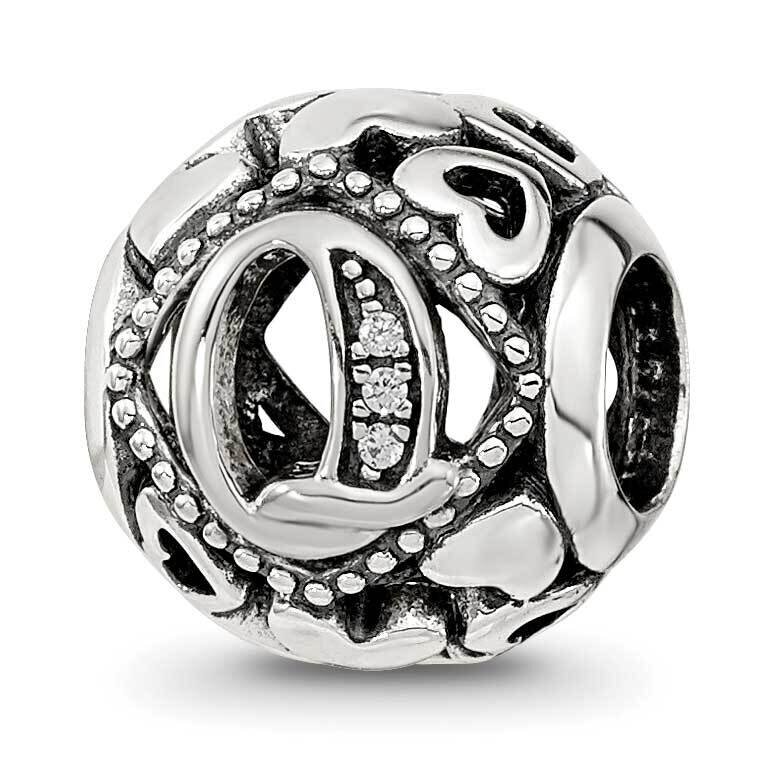 CZ Letter Q Bead Sterling Silver QRS4110, MPN: QRS4110,