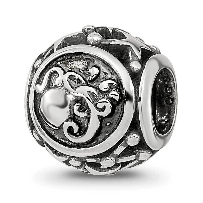 Antiqued Zodiac Aquarius Bead Sterling Silver QRS4086, MPN: QRS4086,