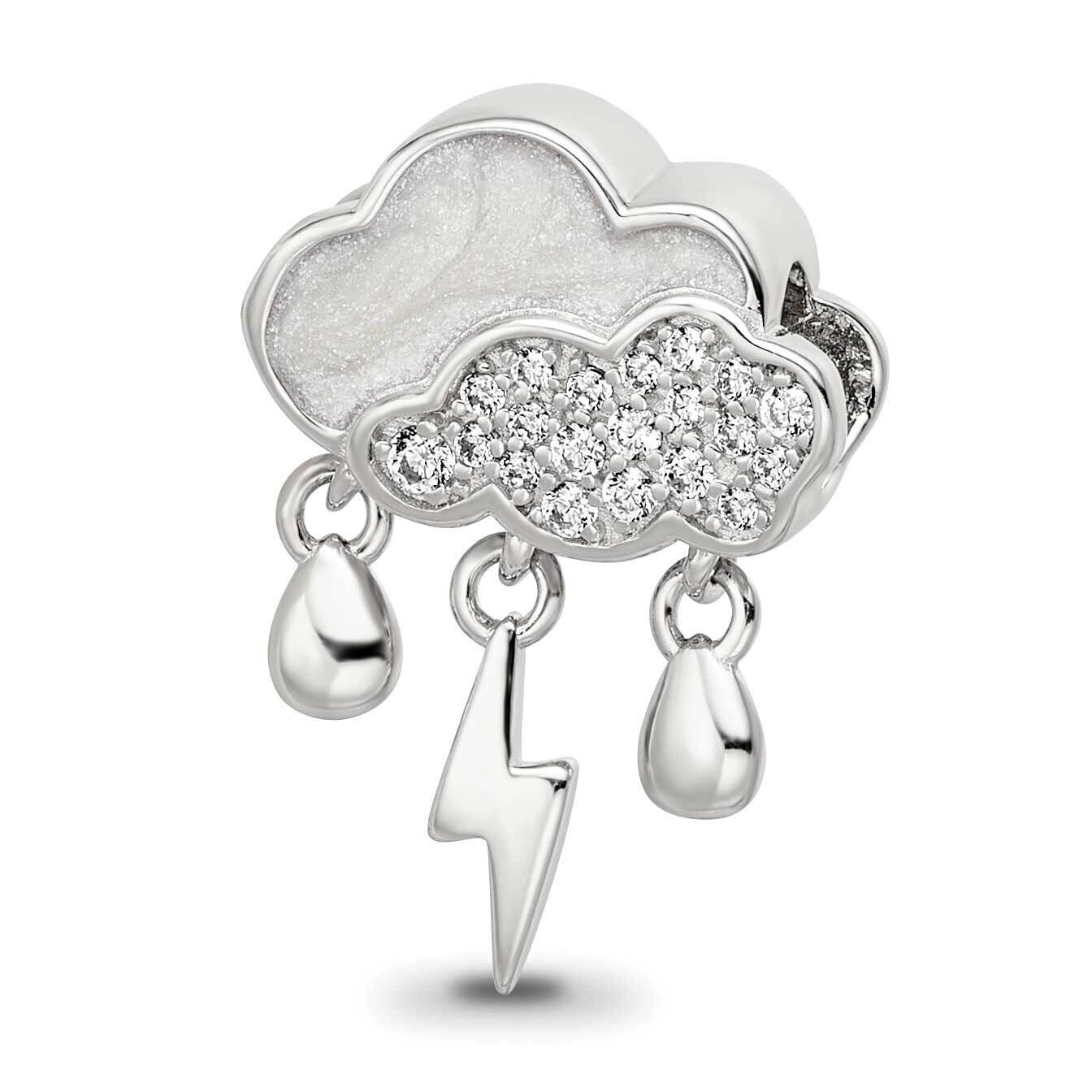 CZ Enamel Storm Cloud Bead Sterling Silver Rhodium-plated QRS4131, MPN: QRS4131,