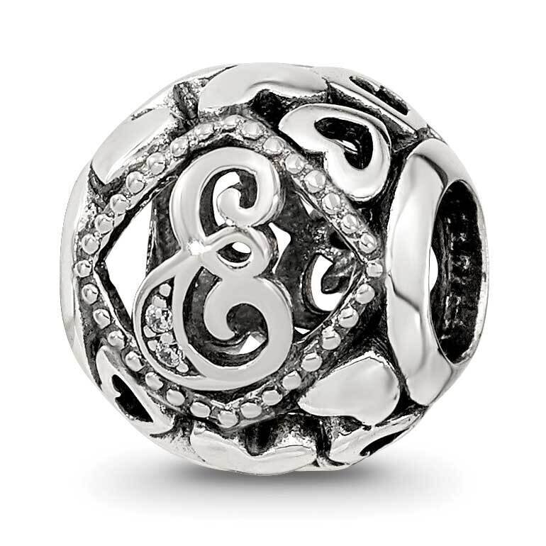 CZ Letter E Bead Sterling Silver QRS4098, MPN: QRS4098,