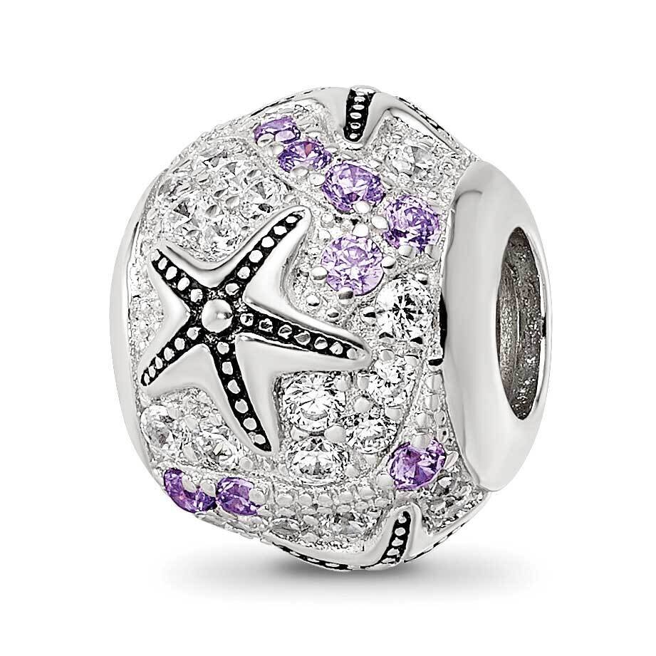 CZ Star Fish Bead Sterling Silver Rhodium-plated QRS4169, MPN: QRS4169,