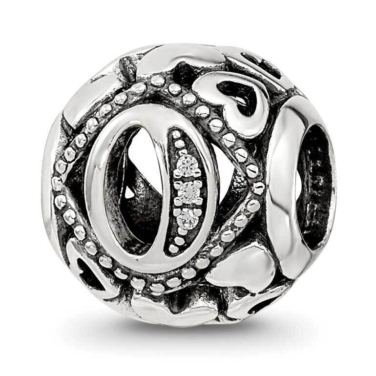 CZ Letter O Bead Sterling Silver QRS4108, MPN: QRS4108,