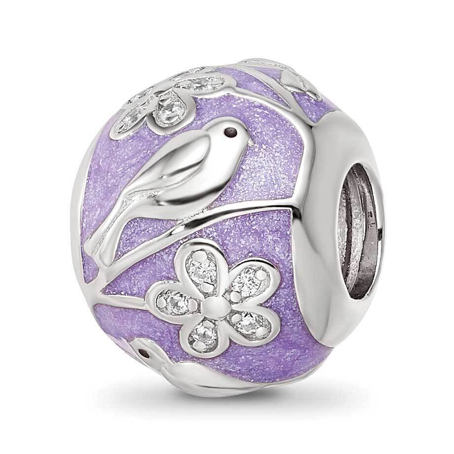 Enamel CZ Spring Theme Bead Sterling Silver Rhodium-plated QRS4121, MPN: QRS4121,