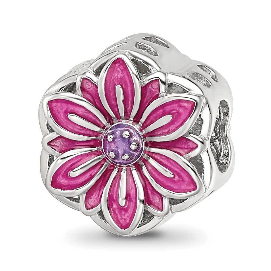 Enamel Flower Cut-Out Bead Sterling Silver Rhodium-plated QRS4183, MPN: QRS4183,