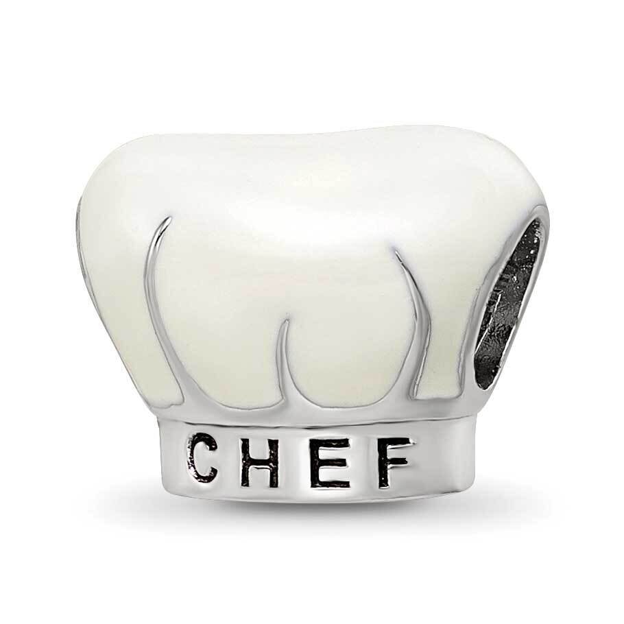Enamel Chef Hat Bead Sterling Silver Rhodium-plated QRS4189, MPN: QRS4189,