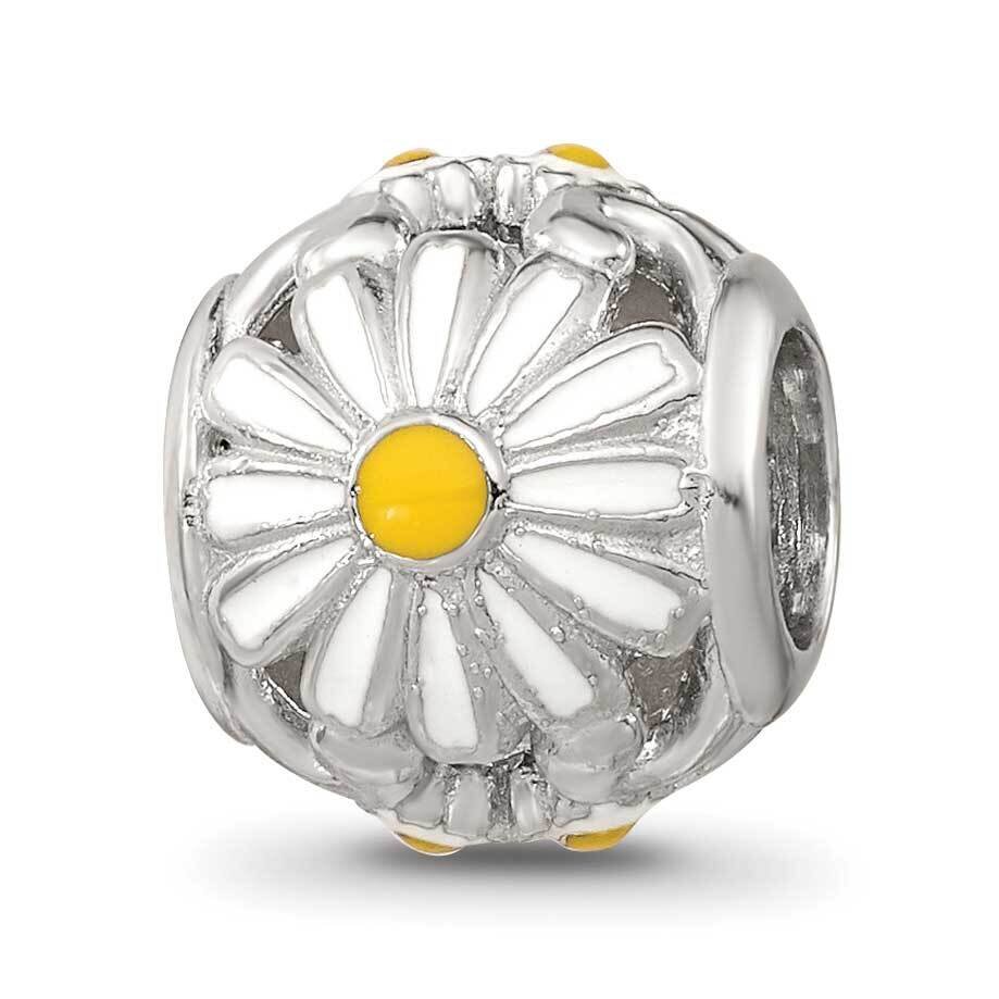Enamel Daisies Bead Sterling Silver Rhodium-plated QRS4191, MPN: QRS4191,