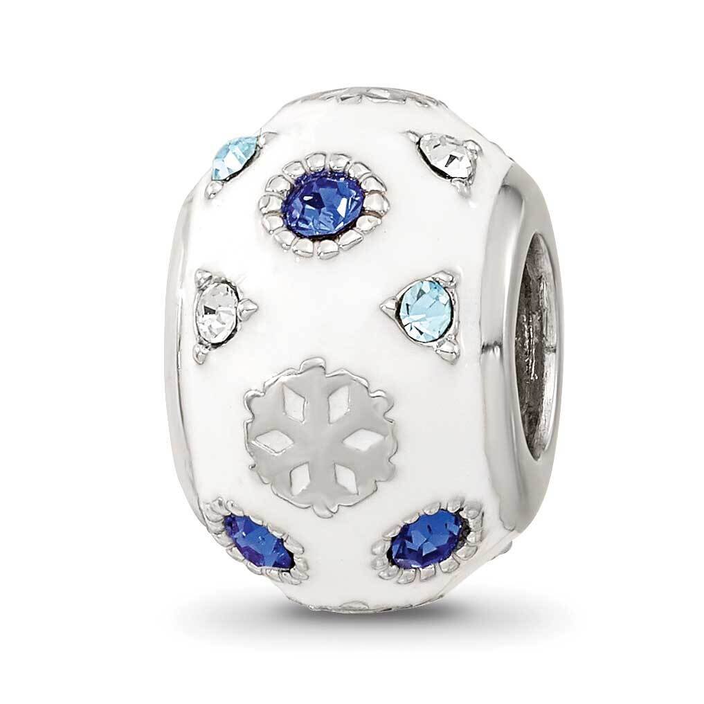 Enamel Preciosa Crystal White and Blue Snowflake Bead Sterling Silver Rhodium-plated QRS4193
