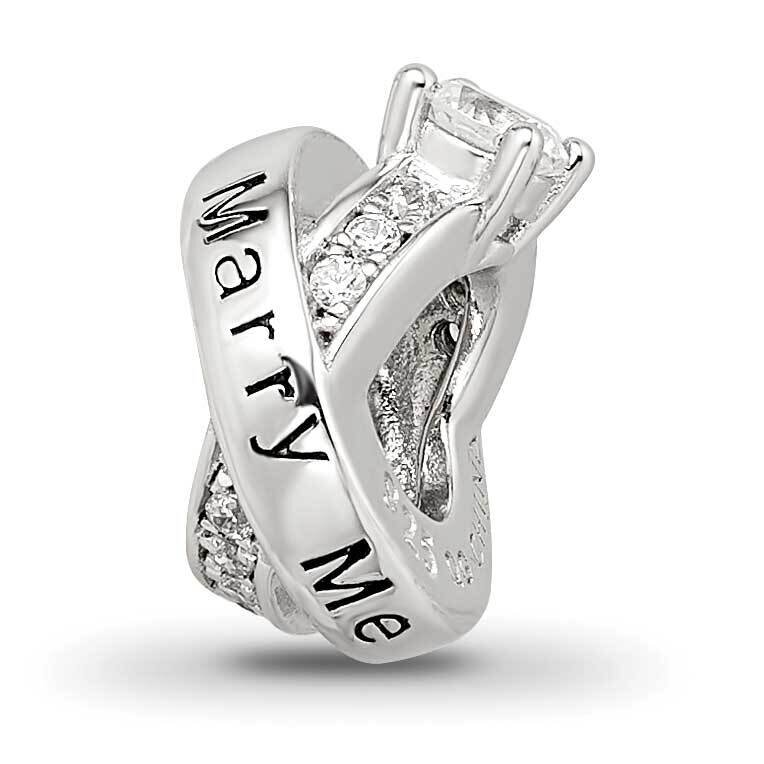 CZ Engagement Ring Bead Sterling Silver Rhodium-plated QRS4186, MPN: QRS4186,