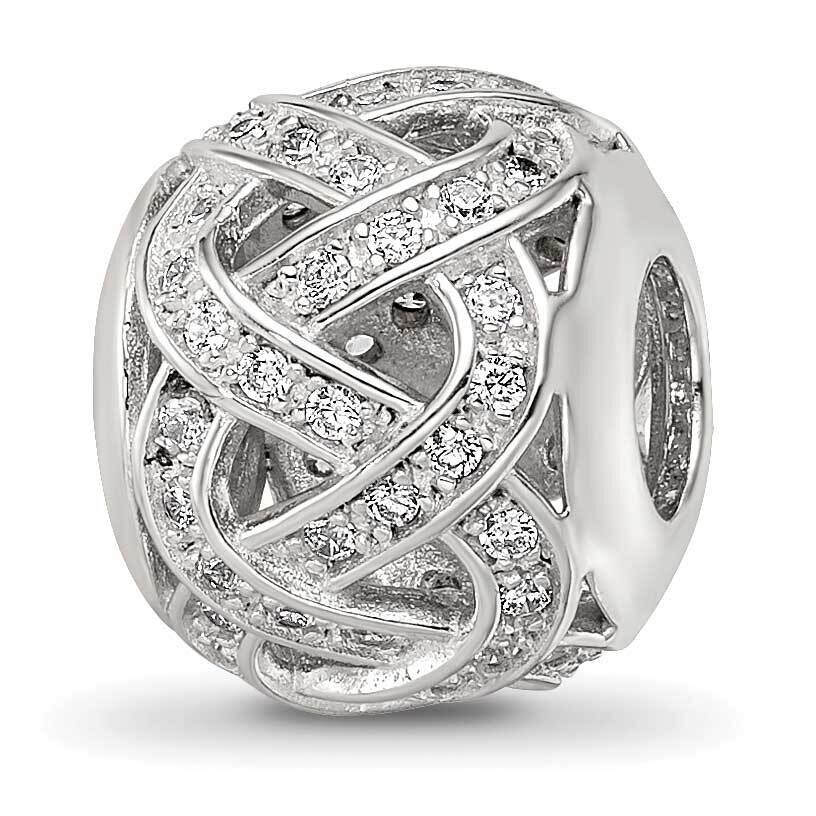 CZ Cut-Out Weaved Bead Sterling Silver Rhodium-plated QRS4158, MPN: QRS4158,