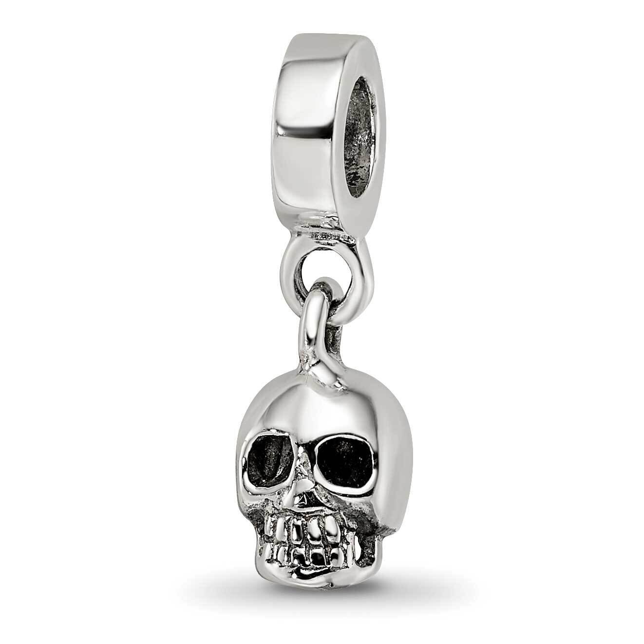 Skull Dangle Bead Sterling Silver QRS4206, MPN: QRS4206,